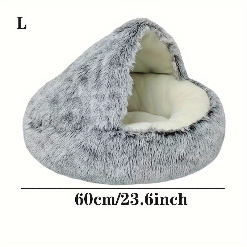 1pc Luxury Round Plush Hooded Pet Bed - Ultra-Soft & Cozy, Calming Anti-Anxiety Nest for Cats & Small Dogs - Perfect Indoor Haven for Restful Sleep