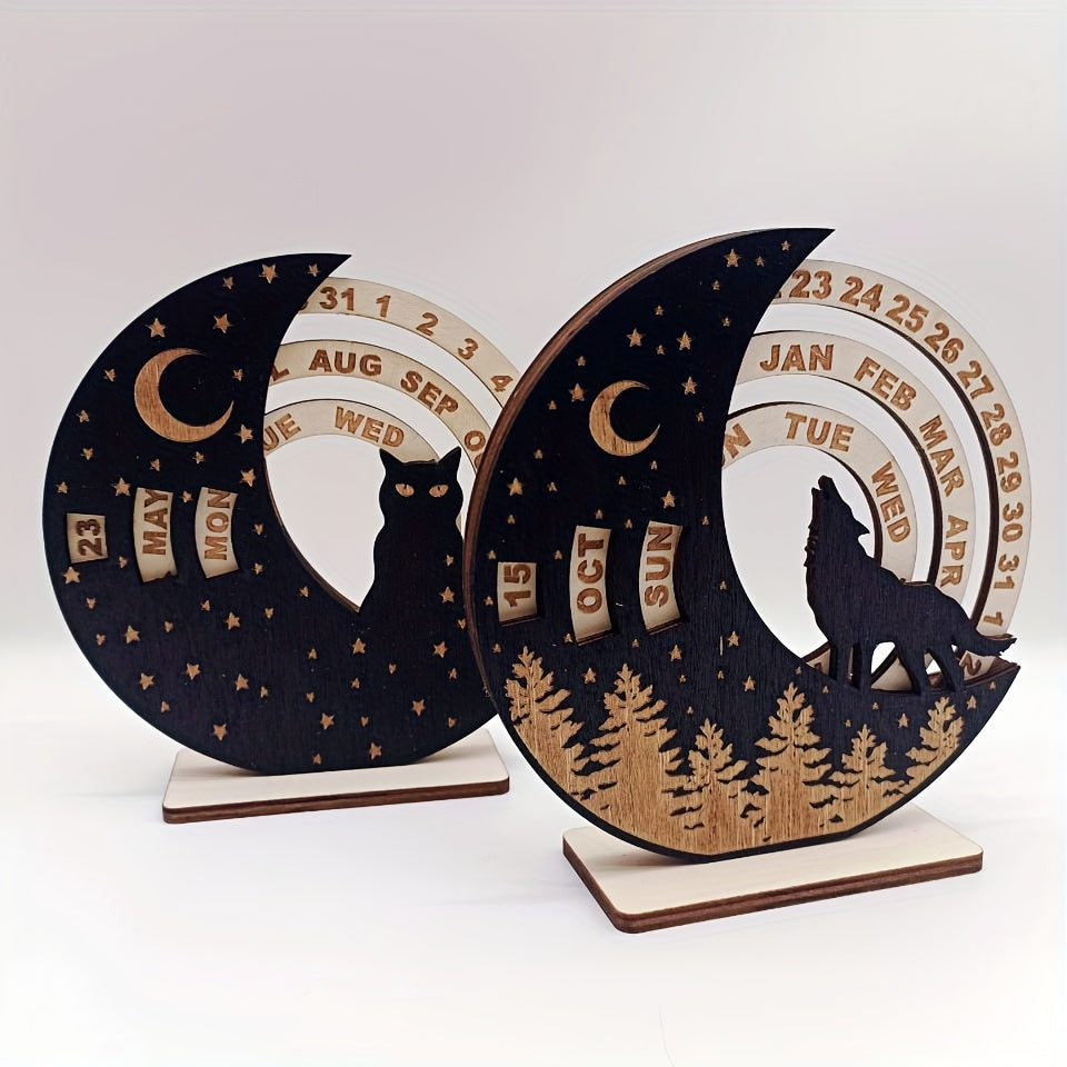 1pc, Moon Wolf And Cat Calendar, Scene Decor, Festivals Decor, Room Decor, Home Decor, Offices Decor, Theme Party Decor, Christmas Decor
