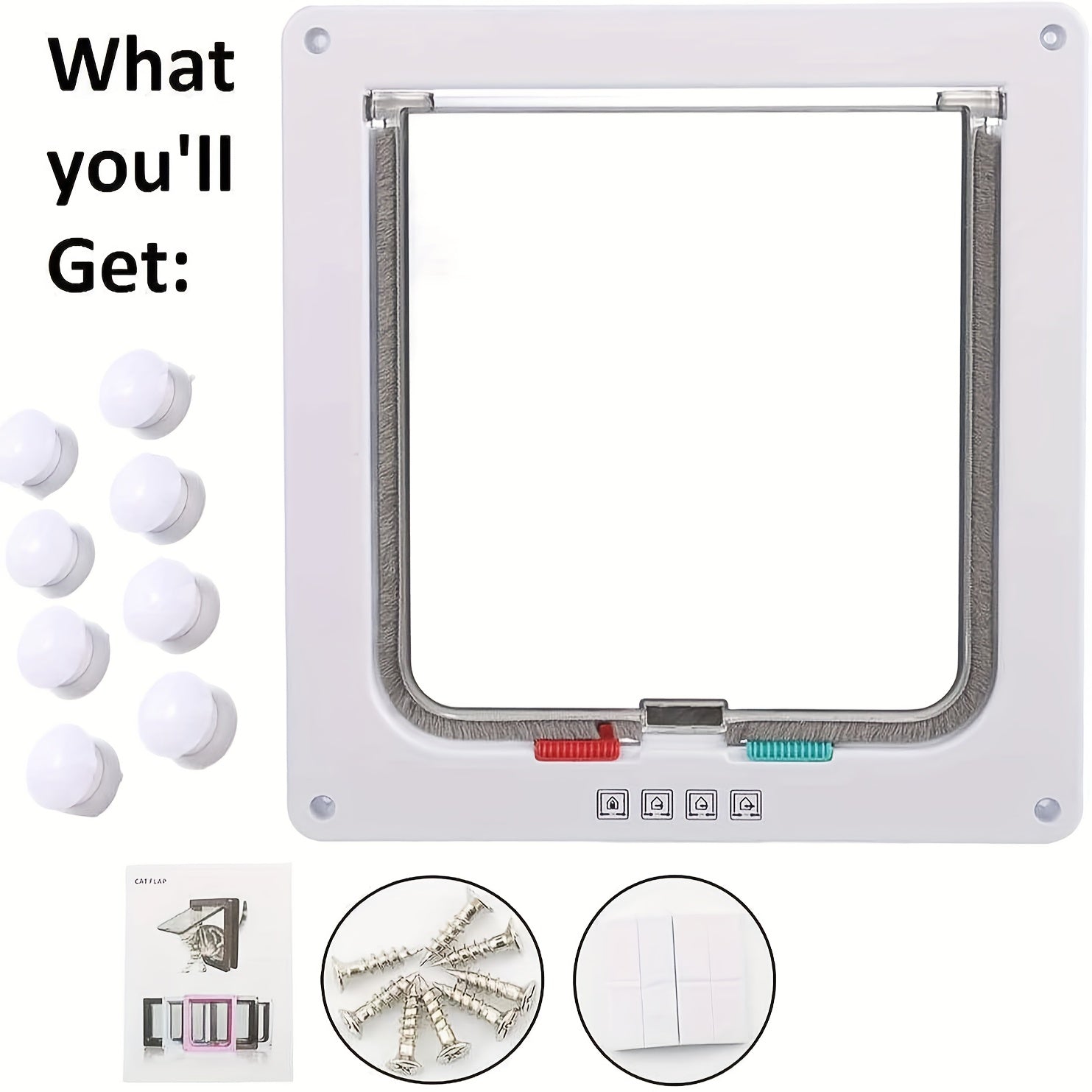 Multi-Function Pet Door - Secure, Convenient, Two-Way Access for Cats and Dogs - Easy Installation, Durable, Weather-Resistant Design