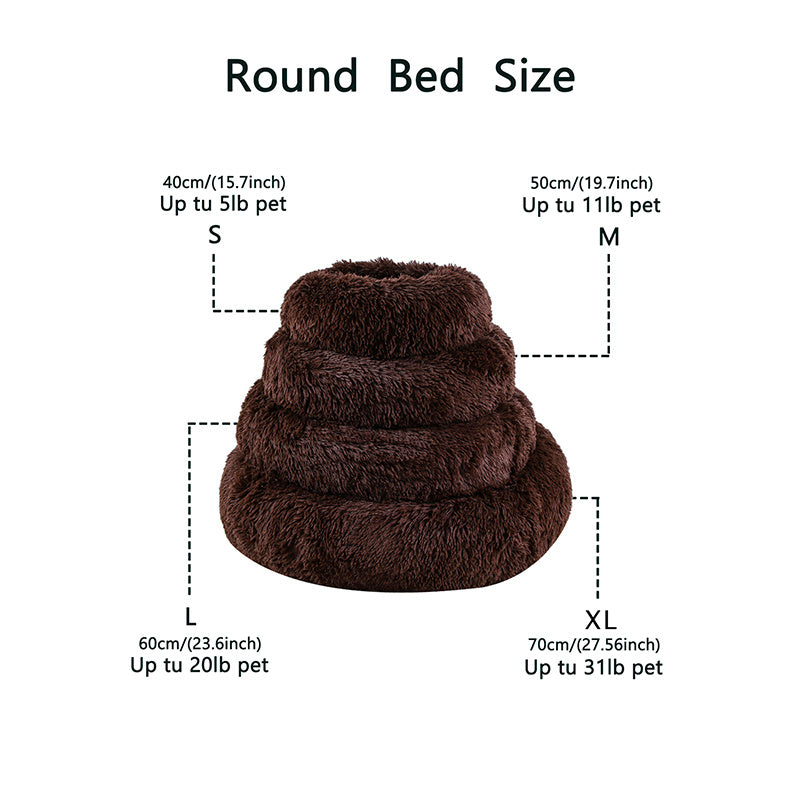 1pc Round Plush Gradient Color Calming Cat Bed, Machine Washable, Four Seasons Warm Comfortable Soft Nest, Suitable for Small and Medium Dogs and Cats, Pet Bed