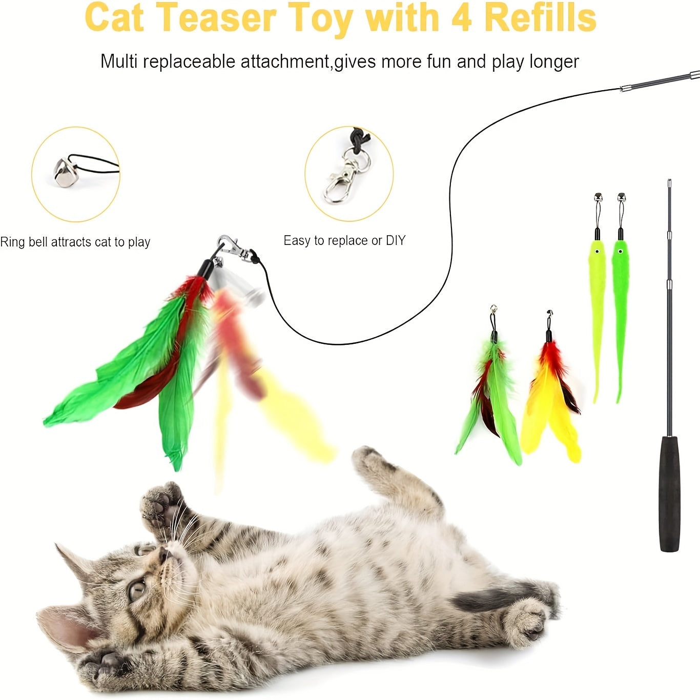 Interactive 34-Piece Cat Toy Set with Collapsible Tunnels & Teasers - Engaging Play, Animal Print Design