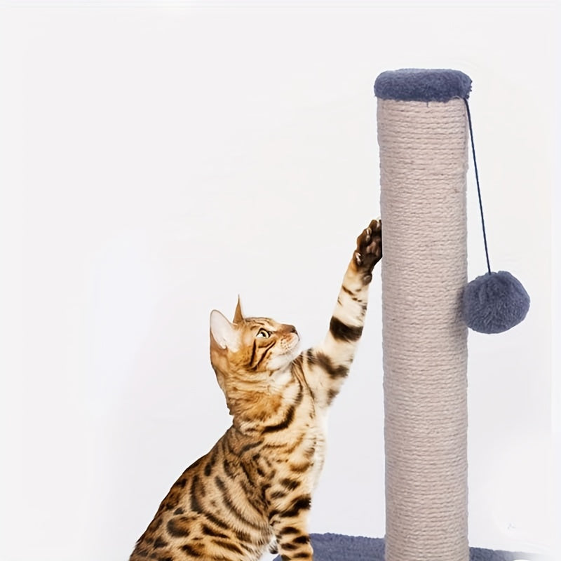 1pc Vertical Sisal Cat Scratching Post, Interactive Scratching Ball Toy, Durable Cat Climbing Frame, Pet Activity Play Station For Cats