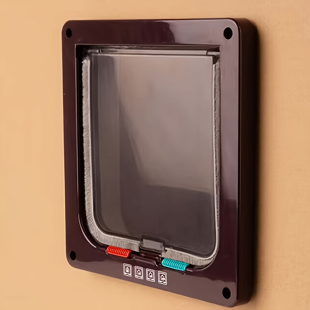 4 Way Locking Cat Door - Weatherproof, Acrylic Pet Flap for Cats and Small Dogs - Suitable for Door, Wall, and Window Installation with Easy Locking System