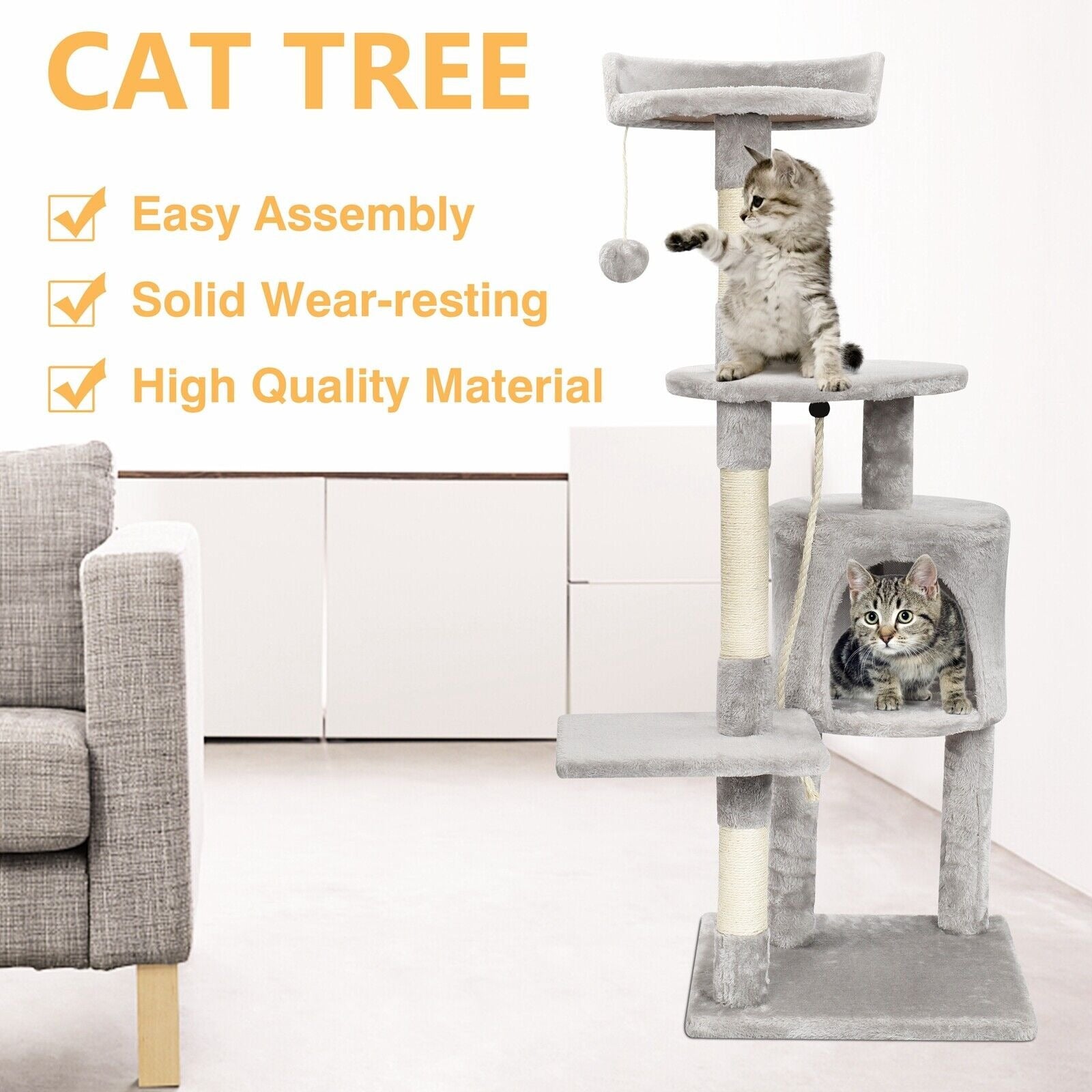 Large 4-story cat climbing frame cat scratching post kitten activity center UK
