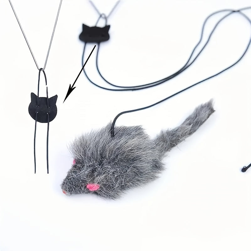 1pc Adjustable Hanging Cat Teaser Toy With Plush Material, Door Frame Clamp, Interactive Play Exercise For Kittens, Indoor Cats Entertainment Accessory, Antiskid Rubber Ends