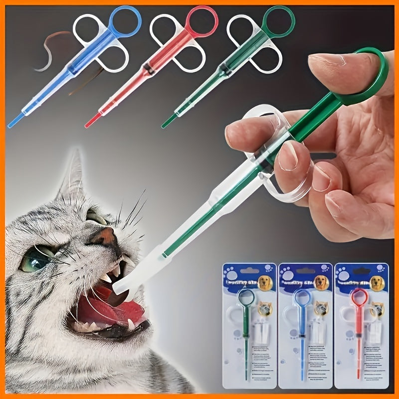 Dual-Use Pet Medicine Syringe with Soft Tip - Easy Pill Dispenser for Cats and Small Animals, Durable Plastic