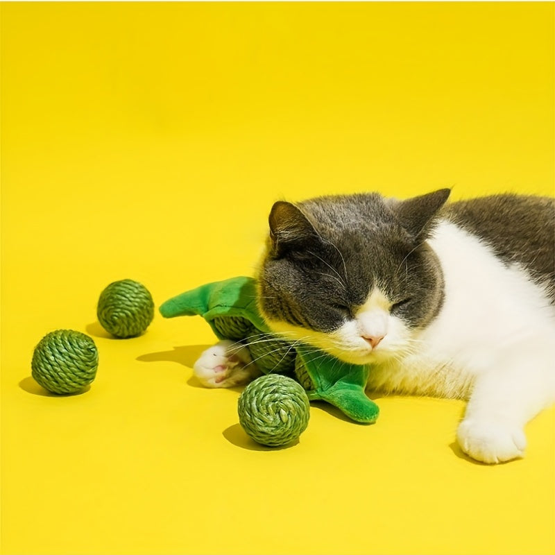 ZEZE Cat Hide-and-seek Toy Kitten Teasing Cat Stick Self Enjoyable Relieve Boredom Sisal Ball Cat Teeth Grinding Pea Toy Ball Supplies