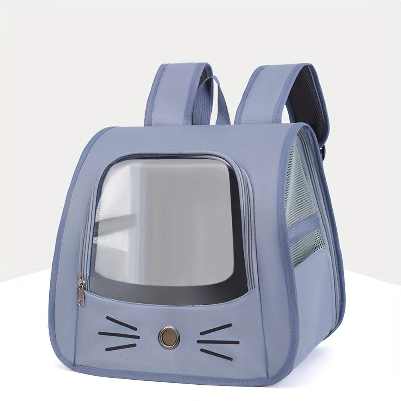1pc Large Transparent Cat Backpack, Breathable Portable Pet Carrier With Ventilation Holes, Durable Travel Bag For Cats And Dogs, Comfortable Shoulder Straps, Pet Supplies
