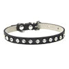 Luxury Bling-Bling Solid Pattern Cat and Small Dog Necklace Collar Cute Animal Rhinestones on PU Collars for Pets Pure Color
