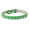 Luxury Bling-Bling Solid Pattern Cat and Small Dog Necklace Collar Cute Animal Rhinestones on PU Collars for Pets Pure Color