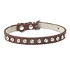 Luxury Bling-Bling Solid Pattern Cat and Small Dog Necklace Collar Cute Animal Rhinestones on PU Collars for Pets Pure Color