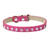 Luxury Bling-Bling Solid Pattern Cat and Small Dog Necklace Collar Cute Animal Rhinestones on PU Collars for Pets Pure Color