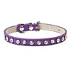 Luxury Bling-Bling Solid Pattern Cat and Small Dog Necklace Collar Cute Animal Rhinestones on PU Collars for Pets Pure Color