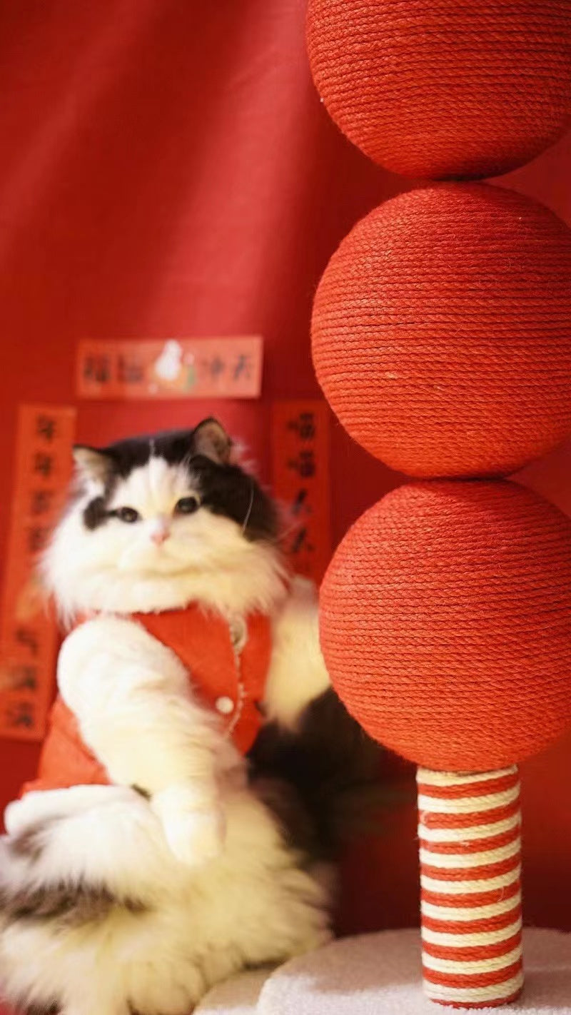 Tomatoes On Sticks Design New Year Decorations Cat Tree Cat Nest Integrated Cat Scratching Post Cat Grinding Claw Cat Scratching Board Cat Bed Tree Does Not Drop Debris Wear-resistant Toy