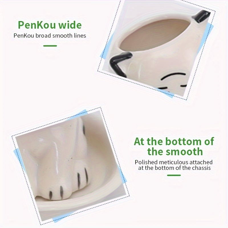 [1pc Cute Cat Flower Pot] 1pc Ceramic Mini Cat Cartoon Cute Flower Pot | Desktop Potted Plant DIY Desk Decoration | Youngsters's School Gift