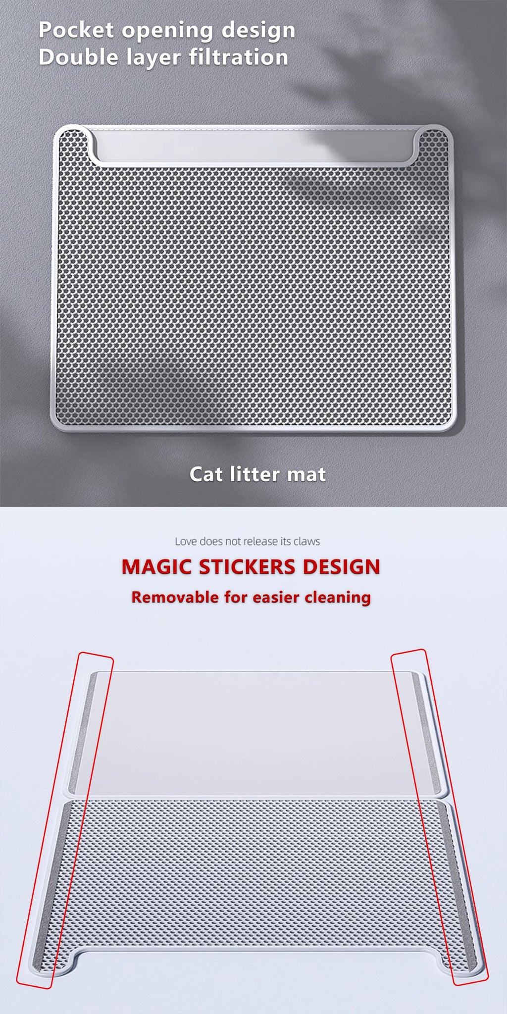 Double Layer Cat Litter Mat, Anti-splash Dust Control Easy To Clean Indoor Cat Cleaning Mat Trapping Box