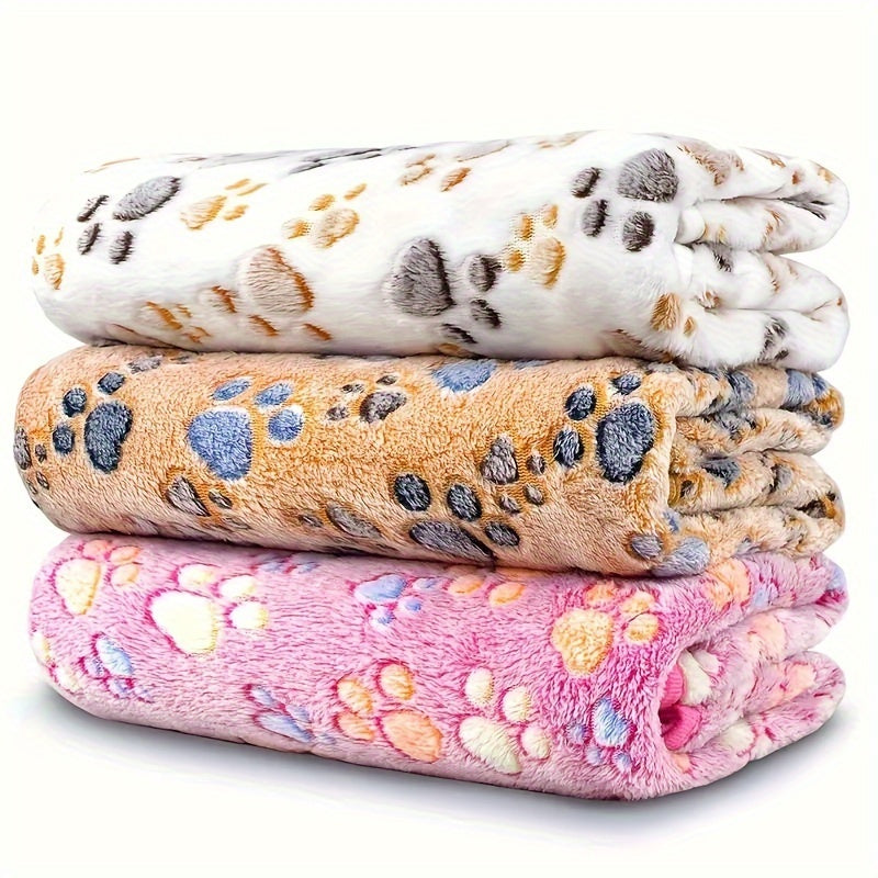 Ultra-Soft Fleece Pet Blankets 1/3pcs - Cozy Flannel Throw for Dogs & Cats, Machine Washable with Animal Print Design