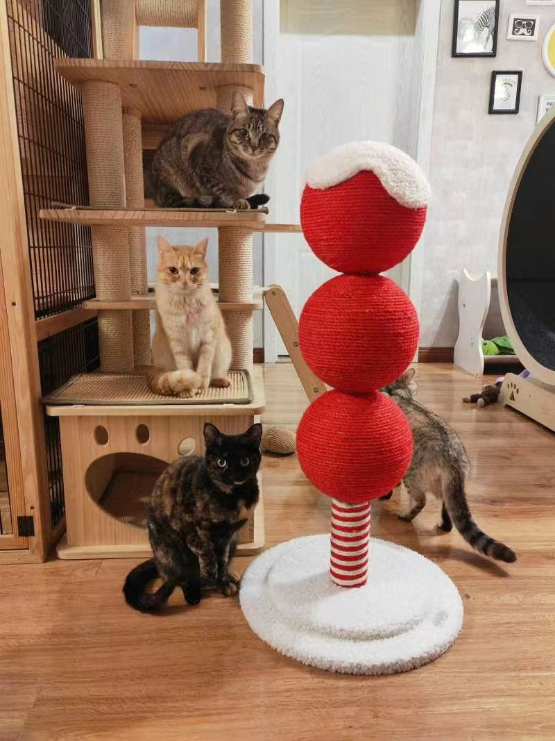 Tomatoes On Sticks Design New Year Decorations Cat Tree Cat Nest Integrated Cat Scratching Post Cat Grinding Claw Cat Scratching Board Cat Bed Tree Does Not Drop Debris Wear-resistant Toy