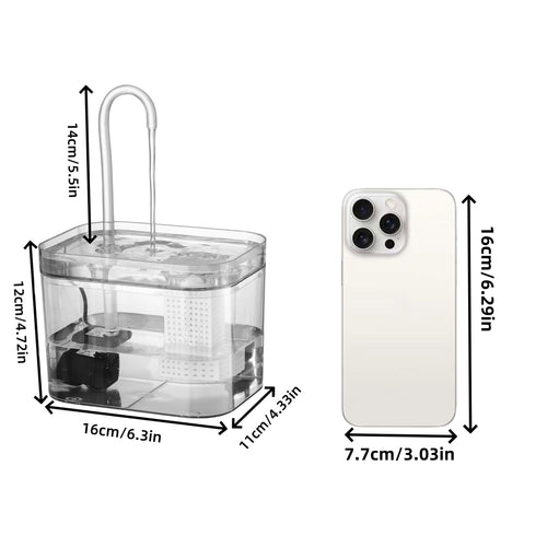 1.5L Cat Water Fountain with USB Power, Quiet Automatic Pet Drinking Dispenser with Circulating Filtration, Non-Battery Operated for Cats - ≤36V Safe Voltage