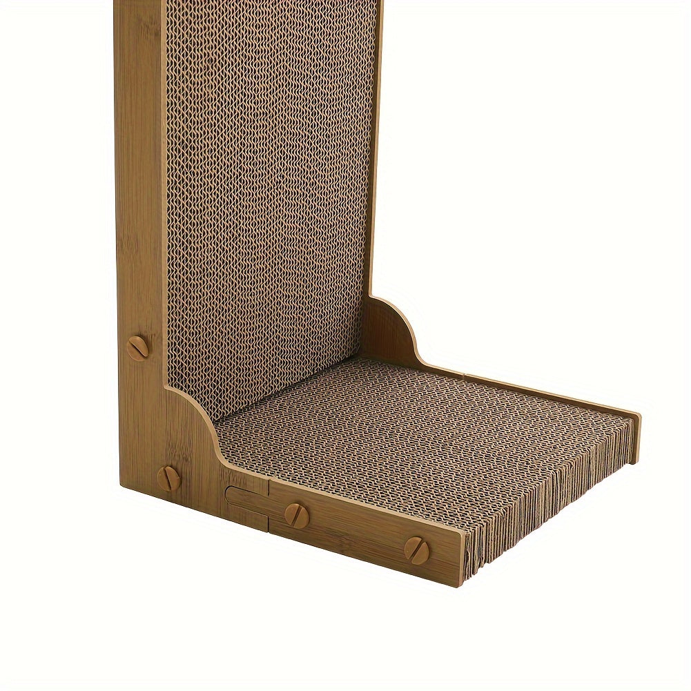 Large L-Shaped Durable Cardboard Scratching Pad For Cats - Replaceable Cat Claw Scratcher With Stand - Interactive Scratching Post Toy For Feline Play And Scratch