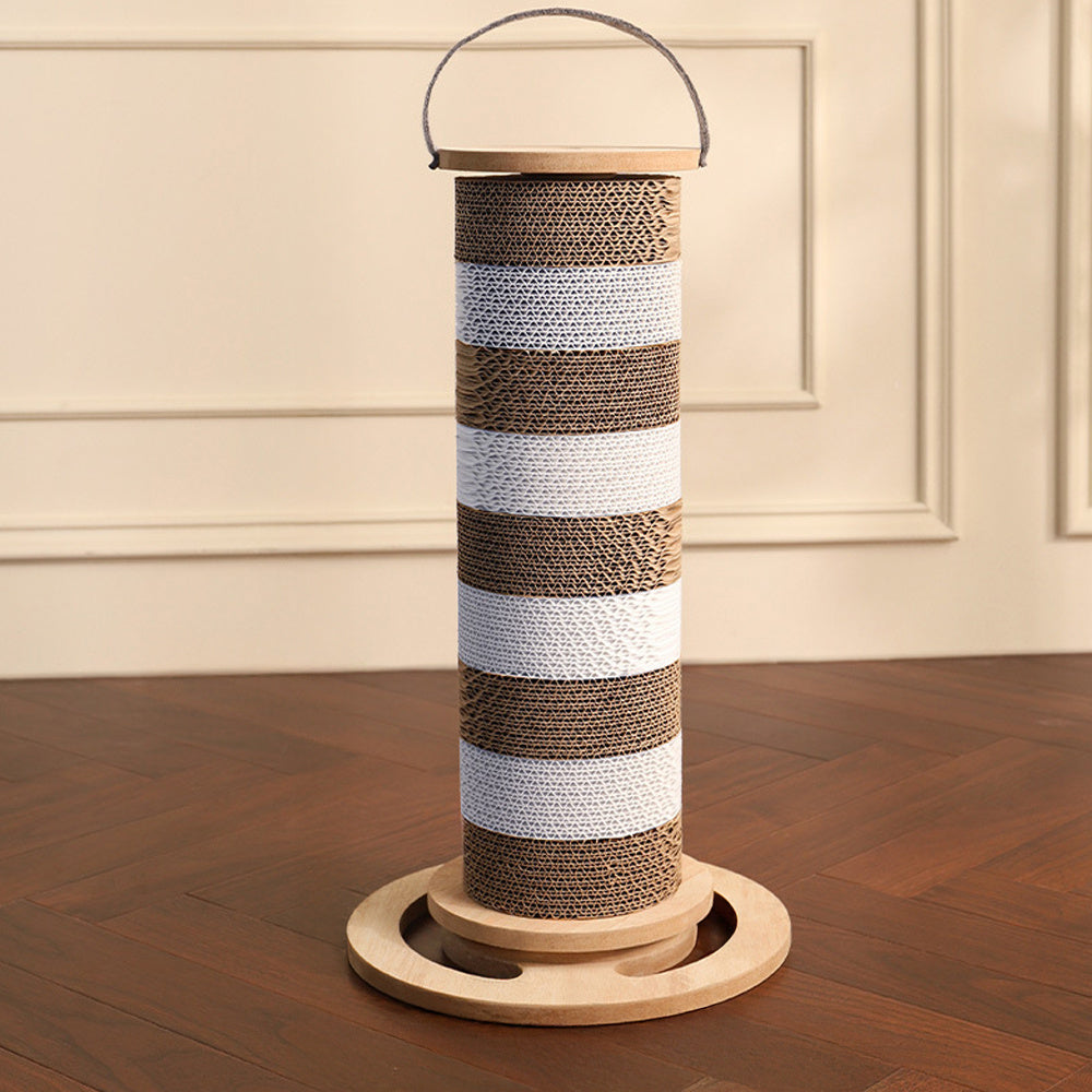 Cat Scratching Post for Indoor Cats, Scratcher Multifunctional Sturdy with Scratcher Post, Funny Cats Scratch Pole, Solid Wooden Base, Interactive Rotating Kitten Cat Scratch Post, 55cm Tall