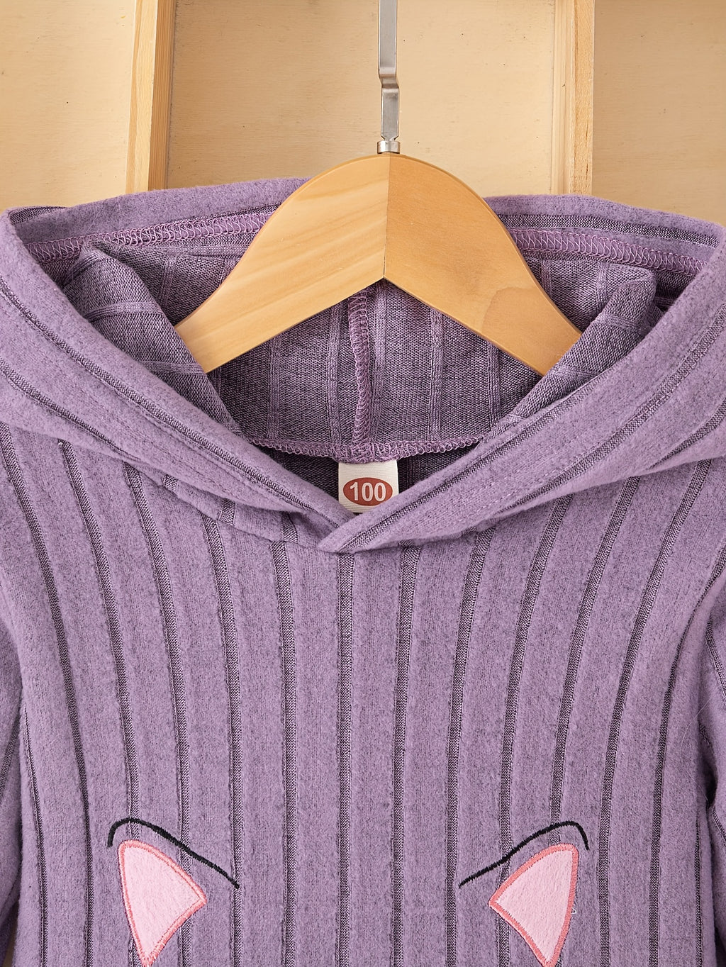 Girls Cat Pattern Knitted Long Sleeve Hooded Dress For Spring Fall Outdoor Activities