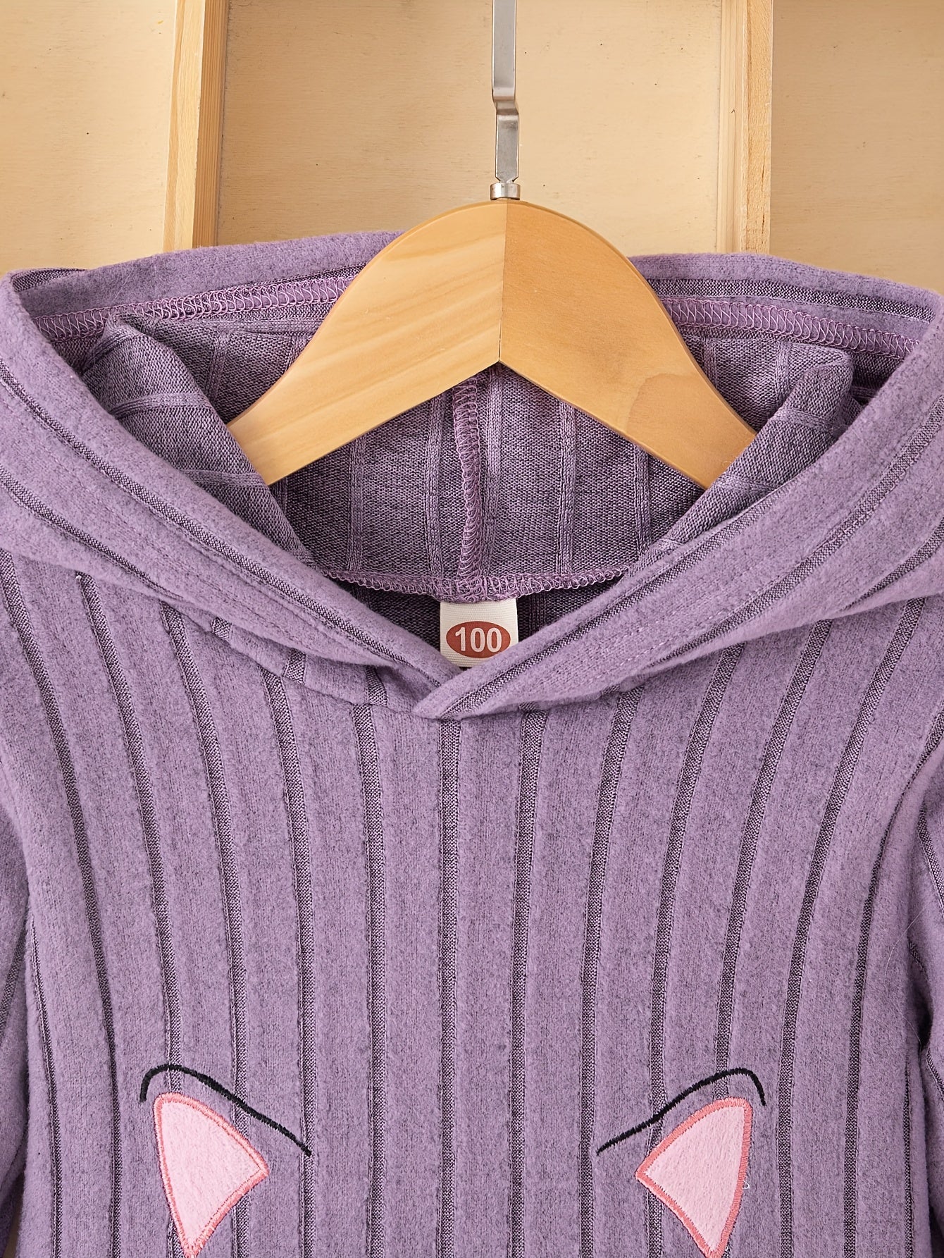 Girls Cat Pattern Knitted Long Sleeve Hooded Dress For Spring Fall Outdoor Activities