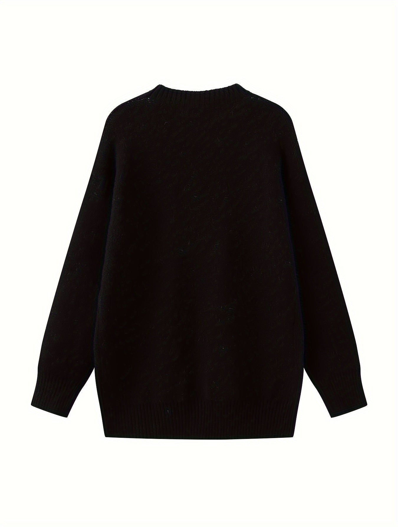 Y2K Pumpkin & Cat Pattern Knit Sweater, Casual Long Sleeve Pullover Sweater, Women's Clothing