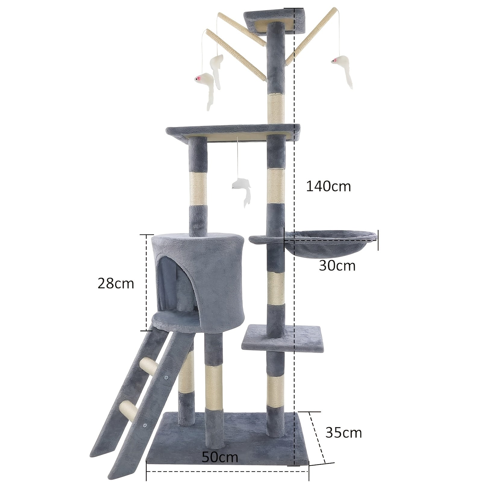 Deluxe 139.7cm Cat Tree Tower with Sisal Scratching Posts, Cozy Condos & Playful Perches - Durable Indoor Furniture for Cats, Kitten Activity Centre, Pet Small Cats Scratcher, Climbing Tower