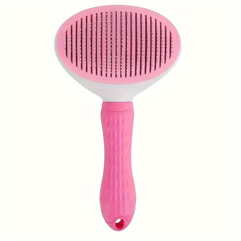 One-Click Easy Clean Pet Hair Remover Brush - Stainless Steel Grooming Rake for Dogs and Cats with No Battery Required