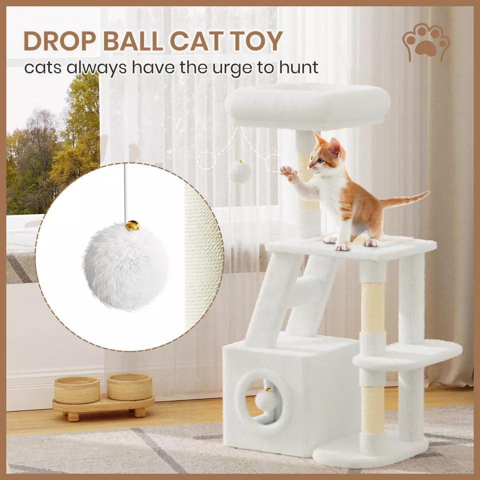 Dogat 107cm High - Quality Multilevel Cat Tree Tower with Scratching Posts - The Perfect Indoor Climbing House Condo for Your Feline Friend