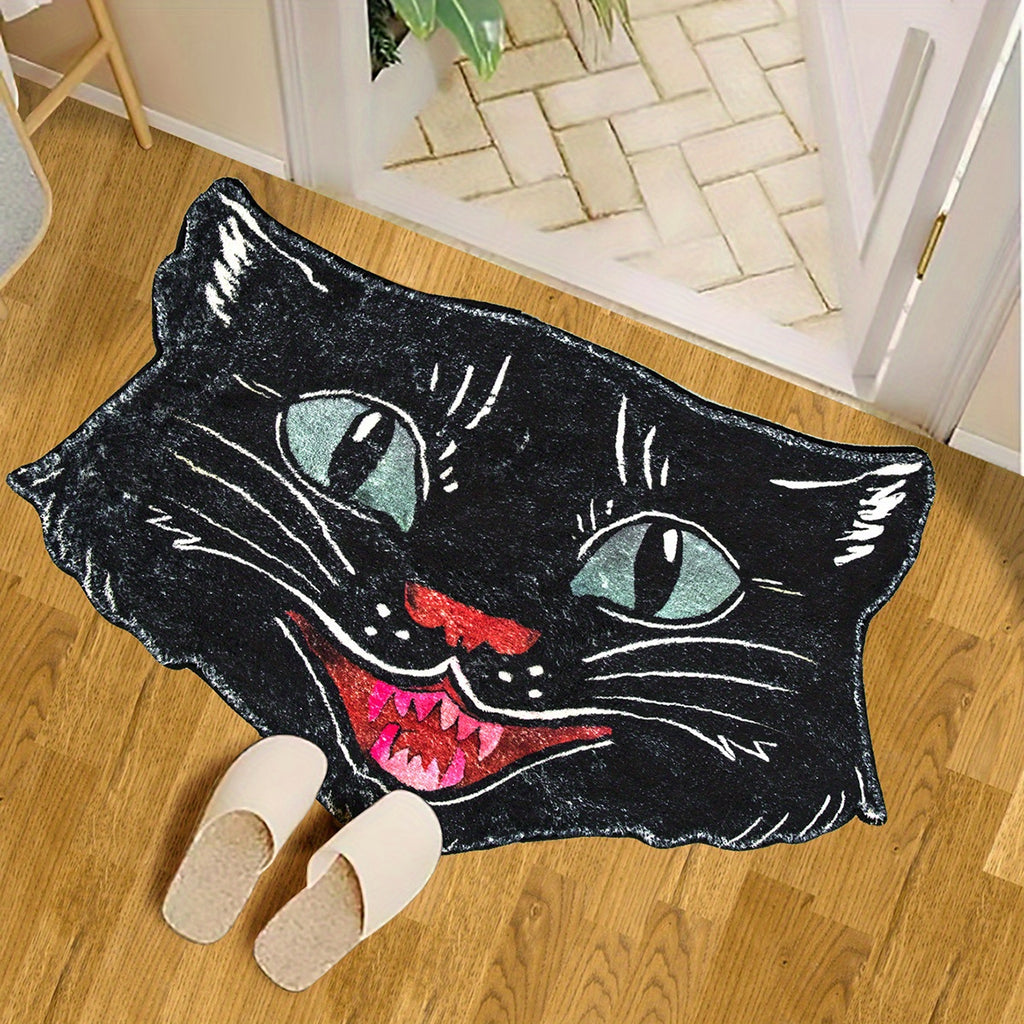 1pc Cute Black Cat Multifunctional Floor Mat - Idea For Halloween Room Decor And Home Decor!