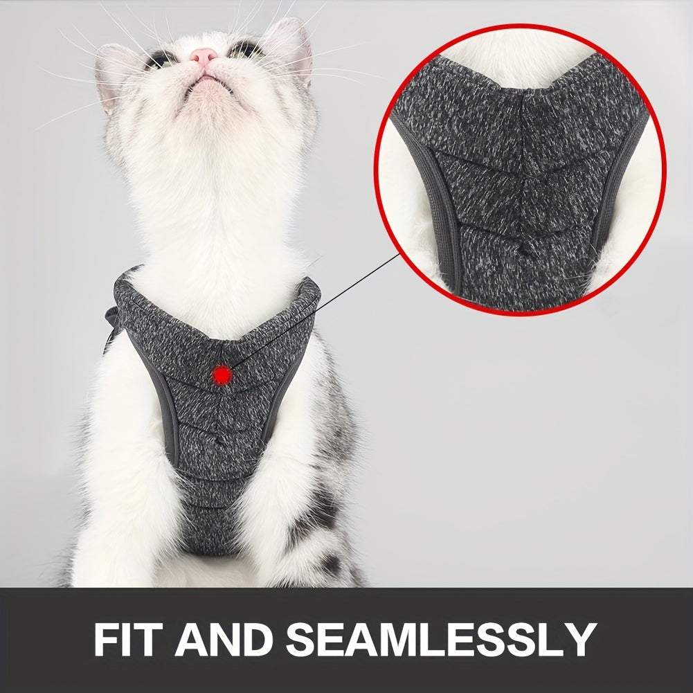 Escape-Proof Cat Harness and Leash Set - Soft Adjustable Vest Harness for Small and Medium Cats - Easy Control for Puppies - Cationic Fabric for Comfort and Durability - Perfect for Safe and Enjoyable Walks