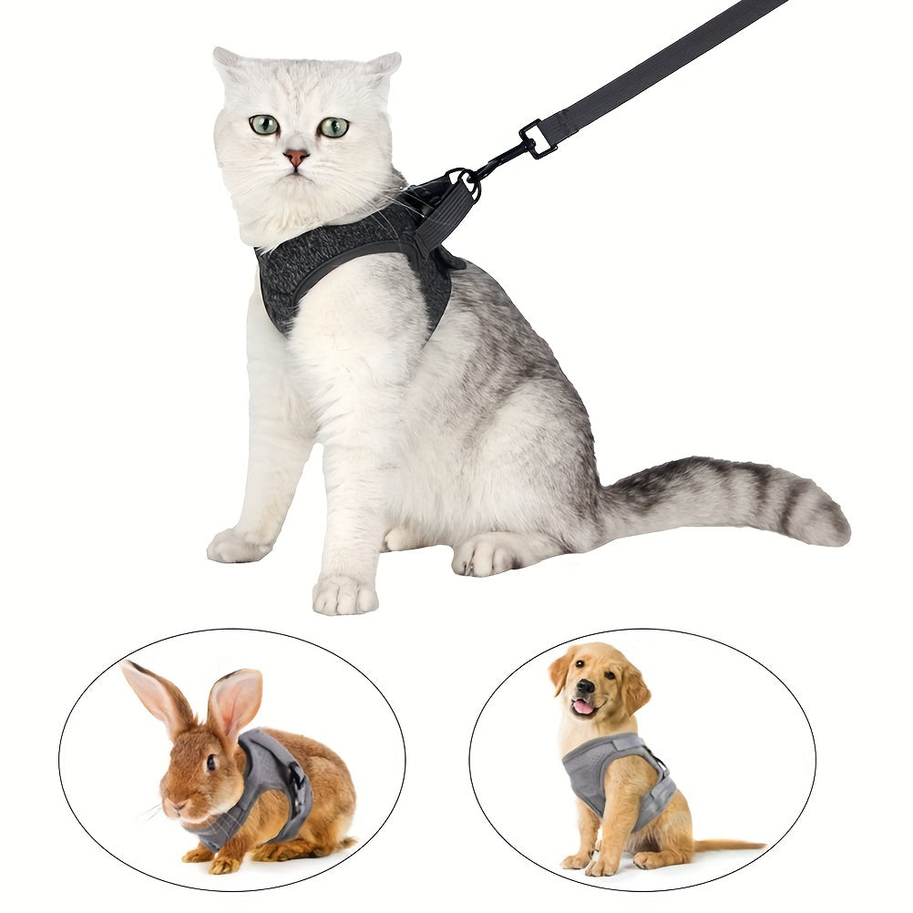 Escape-Proof Cat Harness and Leash Set - Soft Adjustable Vest Harness for Small and Medium Cats - Easy Control for Puppies - Cationic Fabric for Comfort and Durability - Perfect for Safe and Enjoyable Walks
