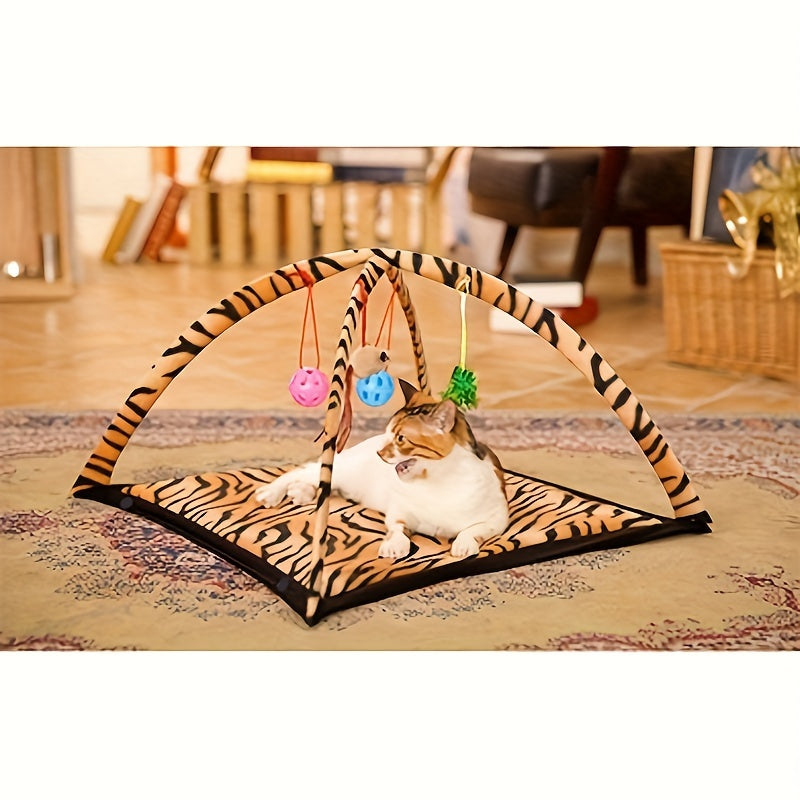 Interactive Cat Toy Rocking Activity Mat Swing Playing Station With Sisal Scratching Area, Hanging Toy, Rolling Ball For Cats And Kittens