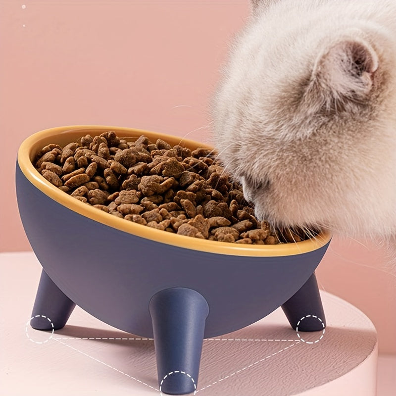 Elevated Cat Feeder Bowl With Stand 15 Degree Tilted Cat Food Bowl Water Dish For Neck Protection