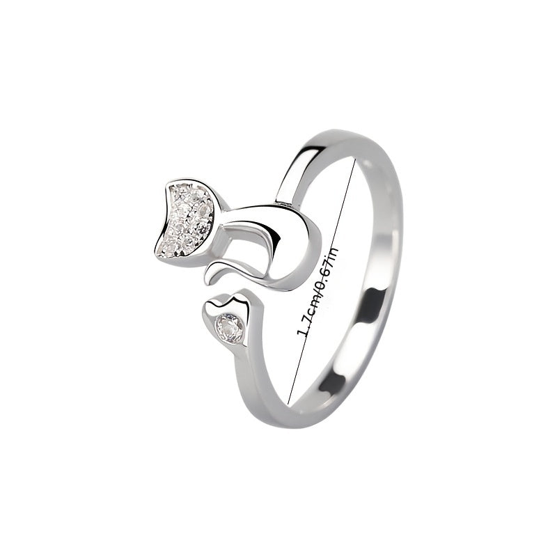 Cute Cat Kitten Open Ring Plated Jewelry For Women Girls Teen