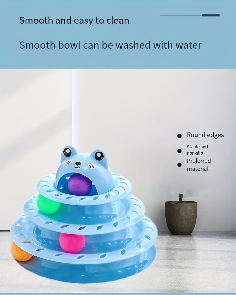 Three-Layer Interactive Cat Tower - Multi-Track Play & IQ Enhancing Teaser Toy for Indoor Fun and Exercise