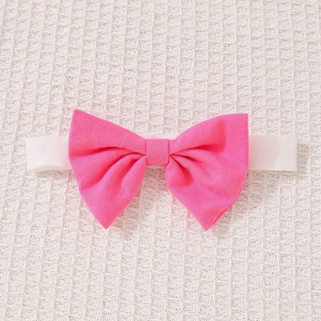 Newborn Baby Girls Cute Cartoon Cat Print Short-sleeved Comfortable Jumpsuit With Bow Headband Baby Summer Clothing
