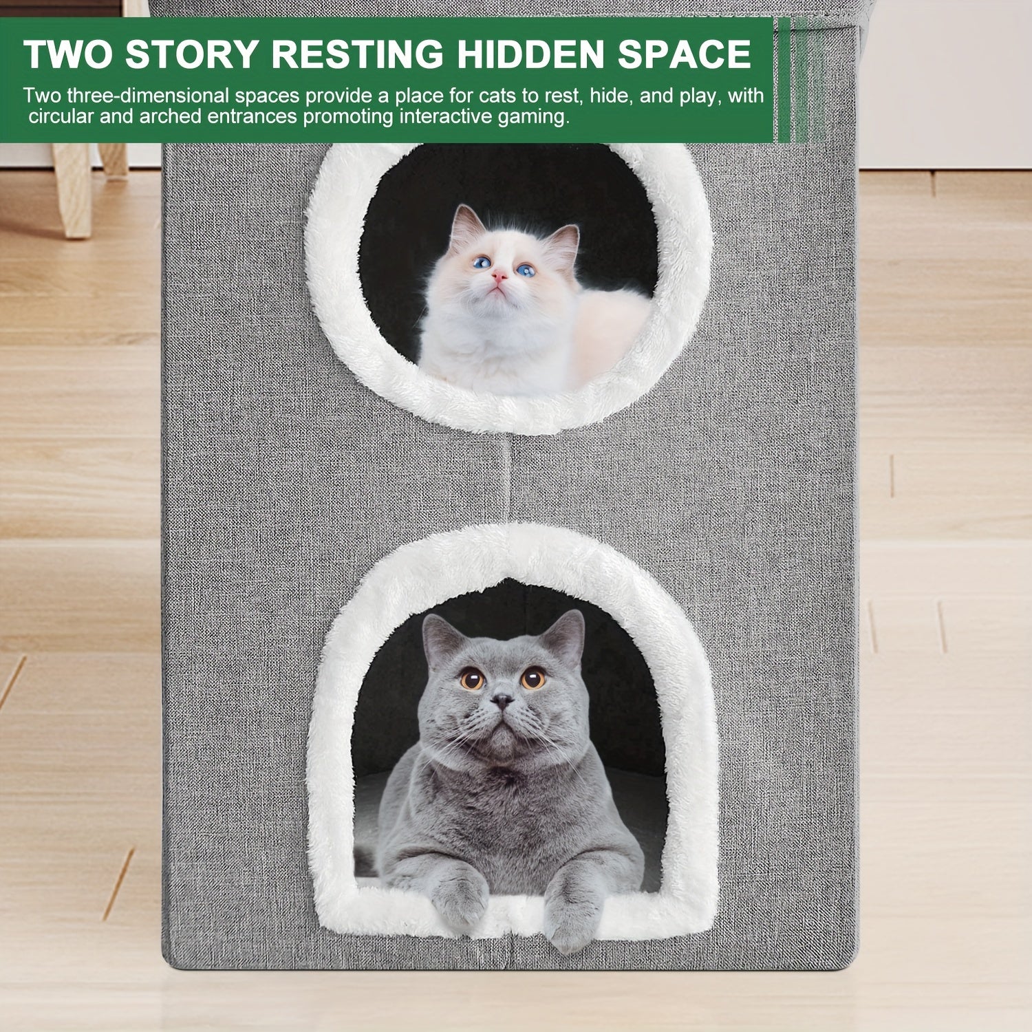 1pc FunTrip Cat House Cat Cave For Indoor Cats Three Layer Condo With Cushions Foldable Storage Cat Nest Cat Bed With Cat Scratching Board Cat Cube For Indoor Cats