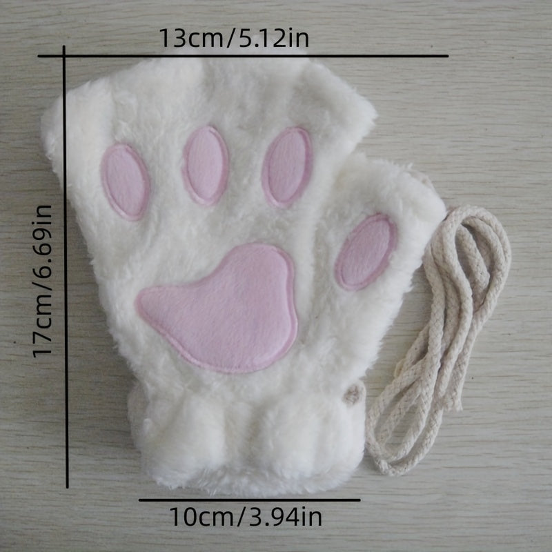 1 Pair of Adorable Kitten Claw Gloves - Soft, Thermal, Plush Knit Fabric - Perfect Cozy Christmas Gift for Friends and Family