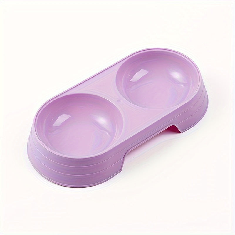 Macaron-Inspired Dual Pet Bowls for Cats & Dogs - Non-Slip, Easy Clean Plastic Feeding and Watering Station