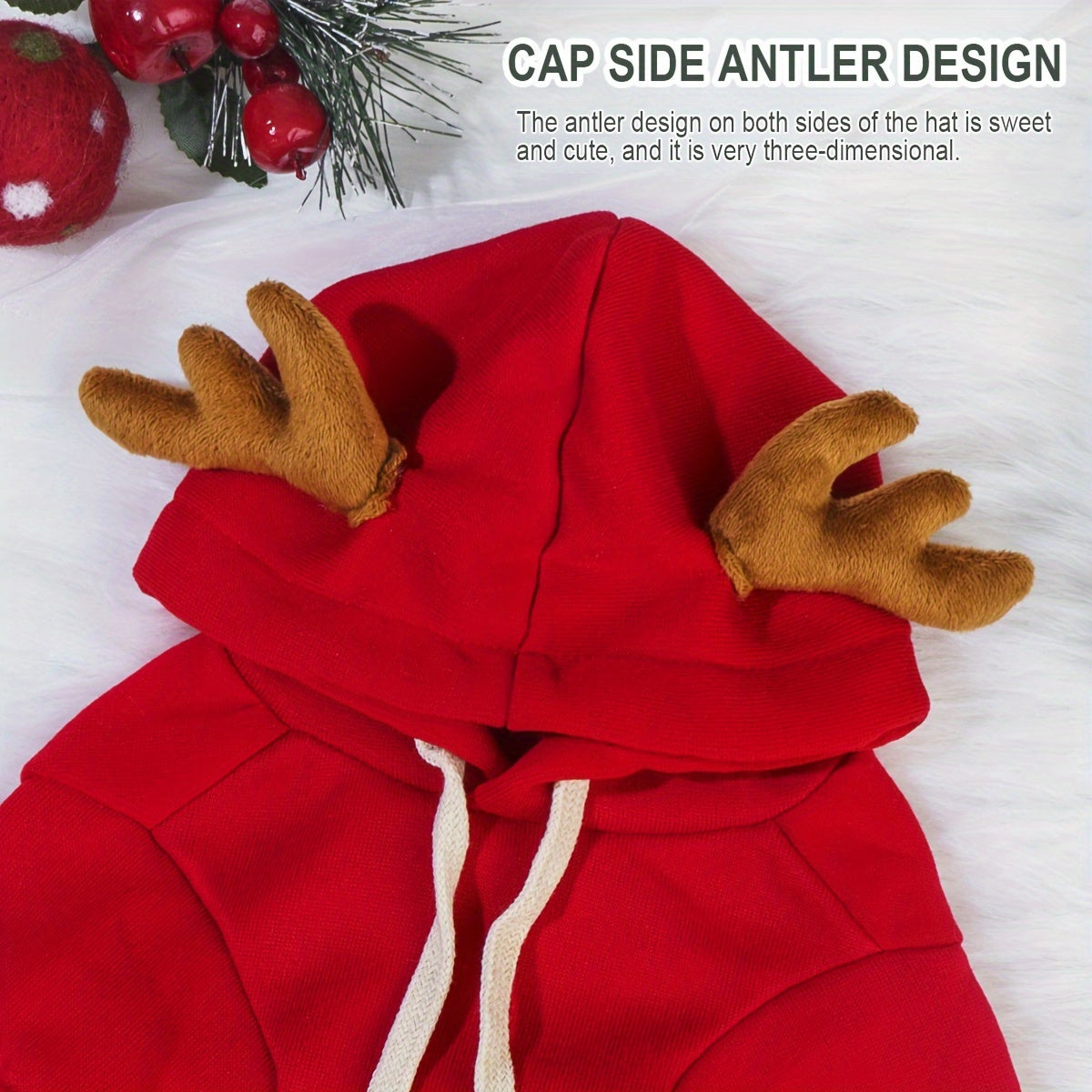 1pc Cute Christmas Deer Design Pet Sweatshirt, Dog And Cat Warm Hoodie, Dog Sweater With Pocket In The Back, Pet Autumn And Winter Clothes For Festival Party Daily Wear