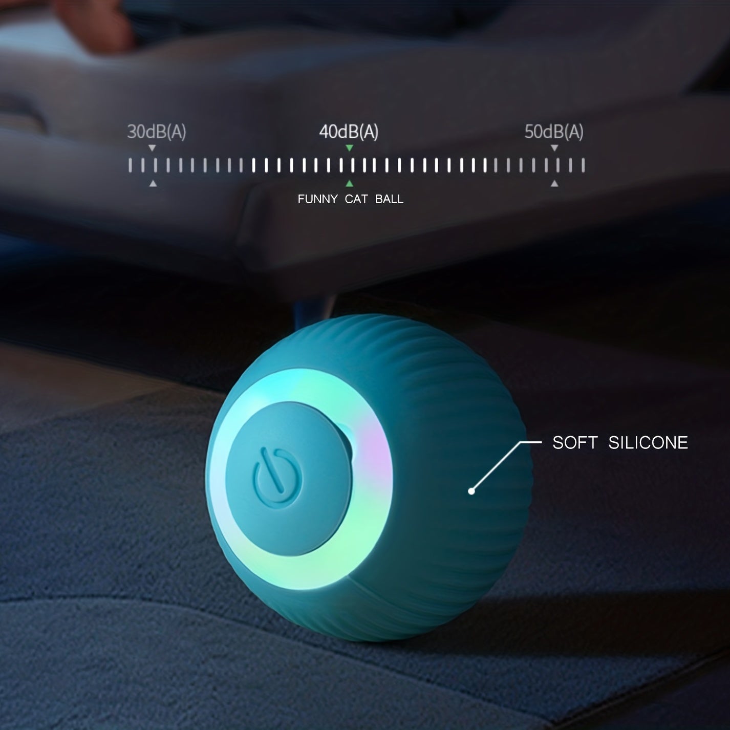MIAOQUANJI Automatic Rolling Ball Toy for Cats - USB Rechargeable Interactive Play Ball with Motion-Activated Glow-in-the-Dark Feature, Durable Silicone, Safe for All Breeds & Sizes, Blue, Cat Ball Toy