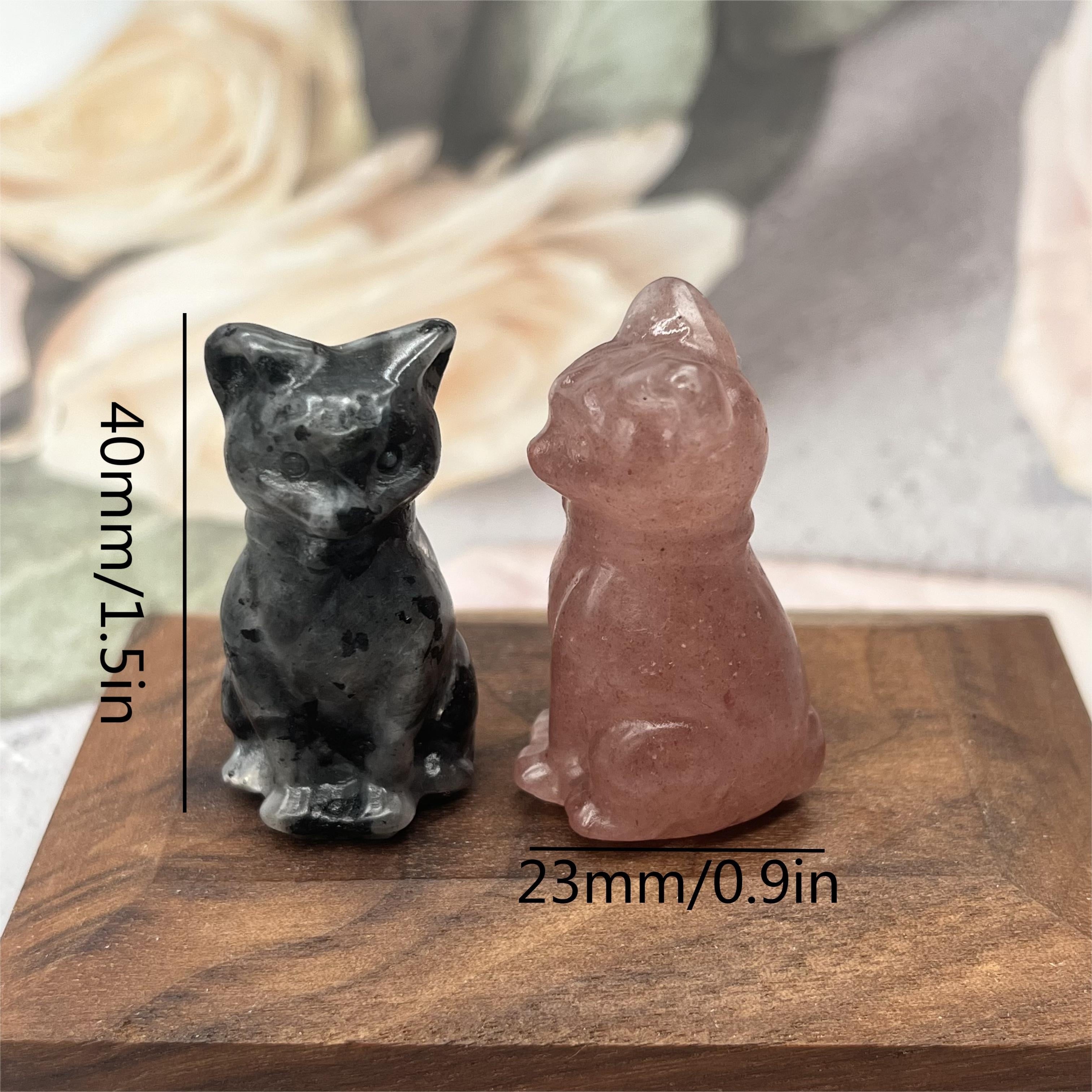 1Pc Exquisite Natural Crystal Whimsical Cat Figurine - Jewelry Accessories for Home Decoration - Unique Gift Idea with Cute Design and Sparkling Appearance