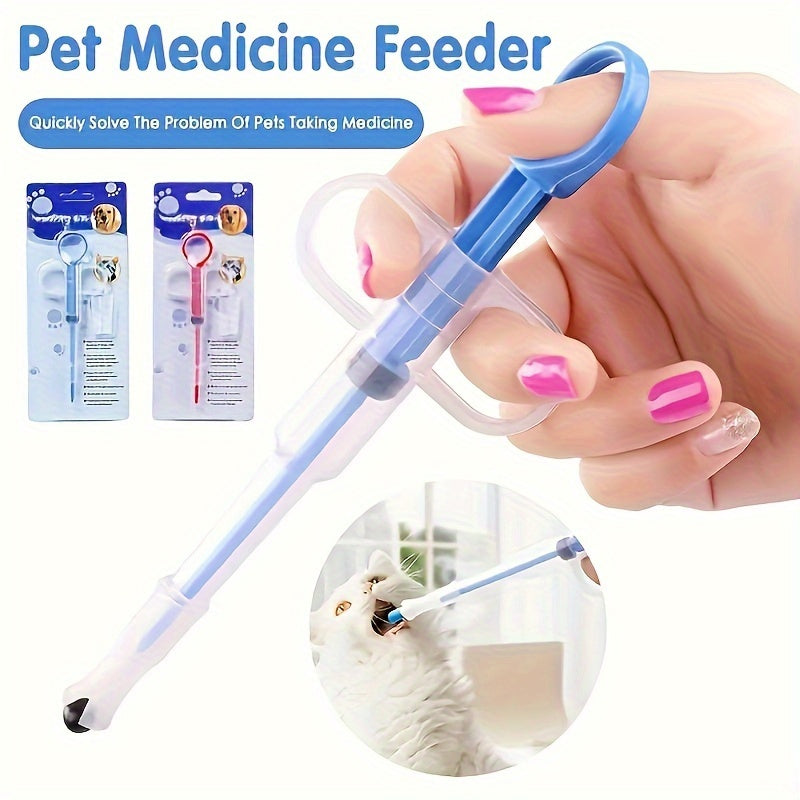 Dual-Use Pet Medicine Syringe with Soft Tip - Easy Pill Dispenser for Cats and Small Animals, Durable Plastic