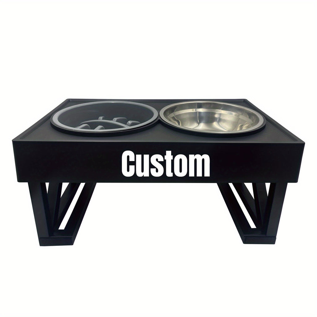 Personalized Stainless Steel Elevated Dog Feeder Bowl - Slow Eating, Anti-Gulping, Spill-Proof, Adjustable Height for Small to Large Dogs & Cats - Durable, Easy to Clean, Healthy Mealtime Solution