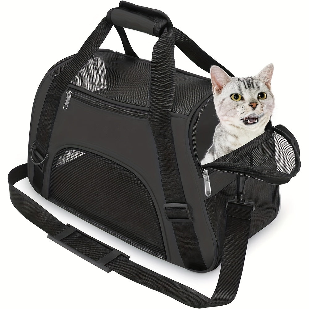Cat Carrier Dog Carrier Pet Carrier, Airline Approved Soft-Sided Foldable Pet Bag Puppy Carrier With Breathable Mesh For Small Medium Cats Dogs Rabbit