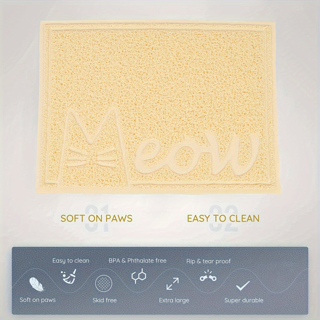 1pc Letter Print Cat Litter Mat - Waterproof, Urine Proof, Non-Slip Mat For Cat Litter & Cleaning