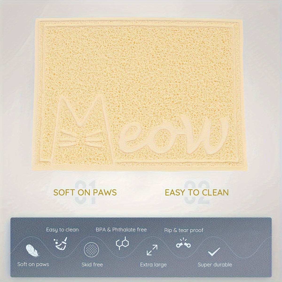 1pc Letter Print Cat Litter Mat - Waterproof, Urine Proof, Non-Slip Mat For Cat Litter & Cleaning